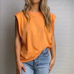 Orange Shoulder Padded Muscle Tank